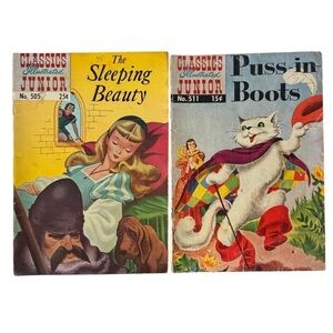 Vintage Classics Illustrated Junior Comic Books Puss-in-Boots Sleeping Beauty